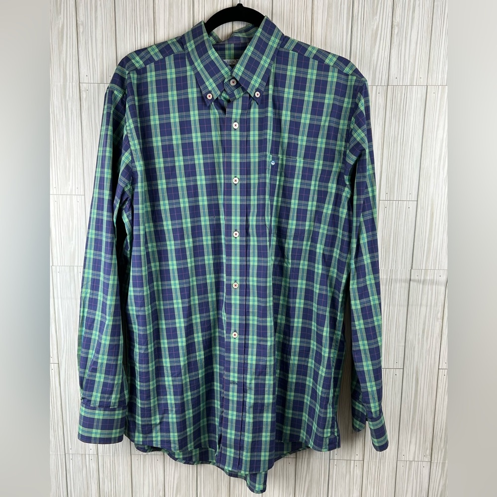 Southern Tide Men’s‎ Green Plaid Checkered Long Sleeve Button Down Shirt Large